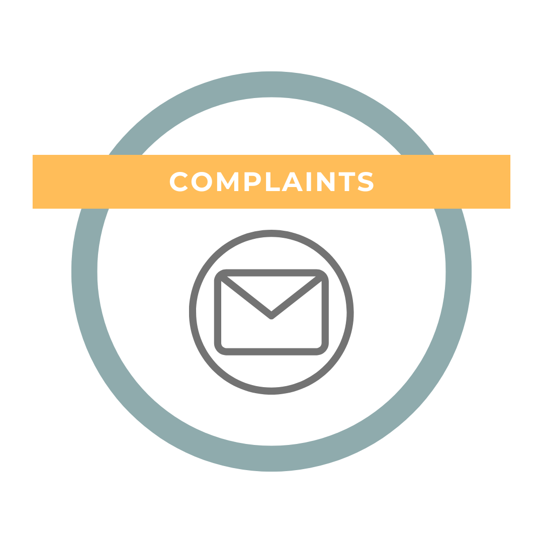 Icon with letter sign and text "Complaint"